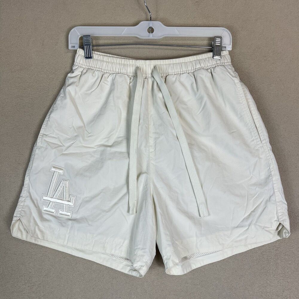 Pro Standard Shorts Mens Small Ivory LA‎ Pro Baseball Elastic Waist Drawstring